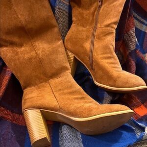 Stylish Tan Suede Heeled Boots